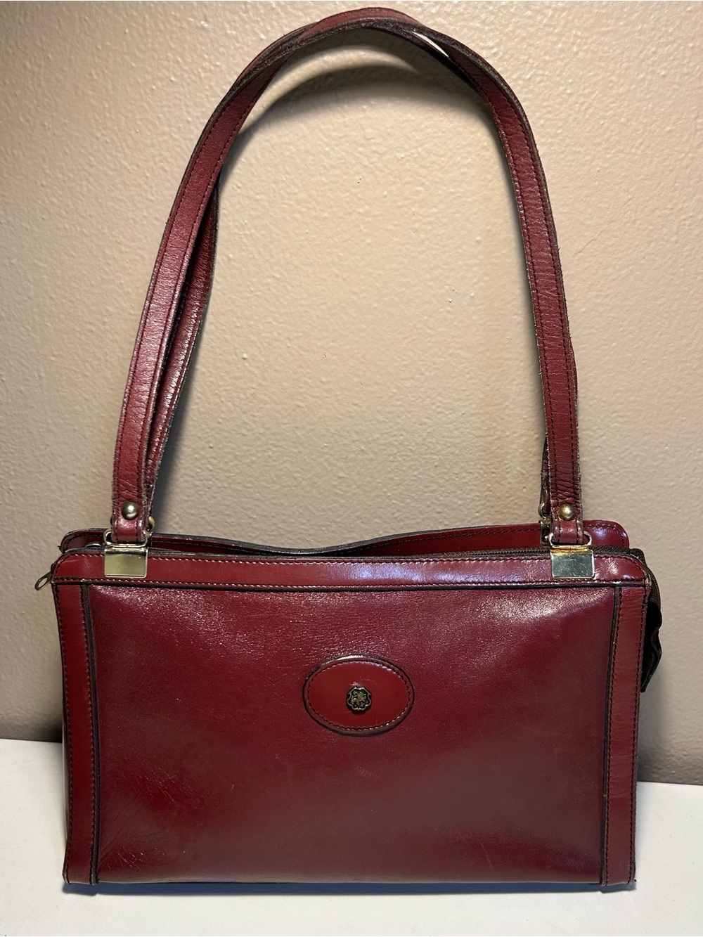 Vintage John Romain 70’s Oxblood Red Shoulder bag Purse Double Handle